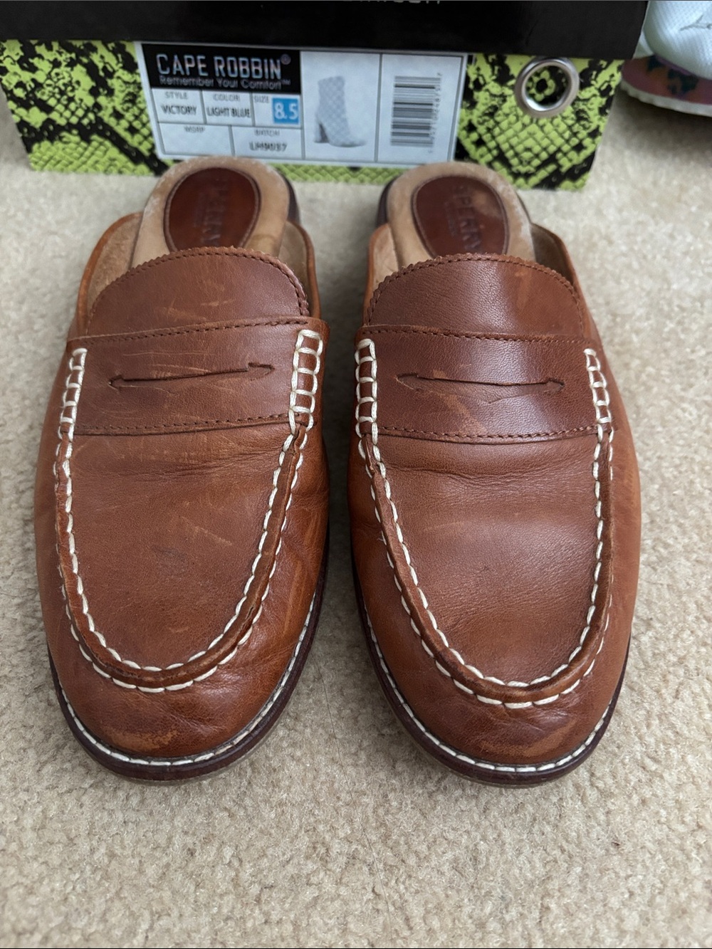 Sperry Tan Brown Slip-On Penny Loafers
